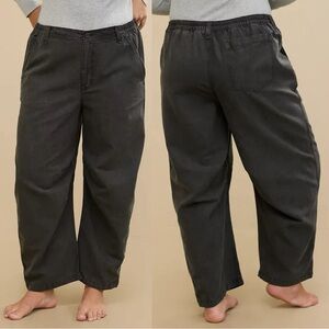 Aerie Dark Gray Barrel Leg Jeans Pants High Rise Wide Leg Stretchy Boho Tencel